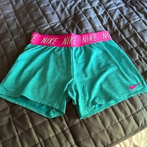 Teal Nike spandex material shorts (size youth large) $10